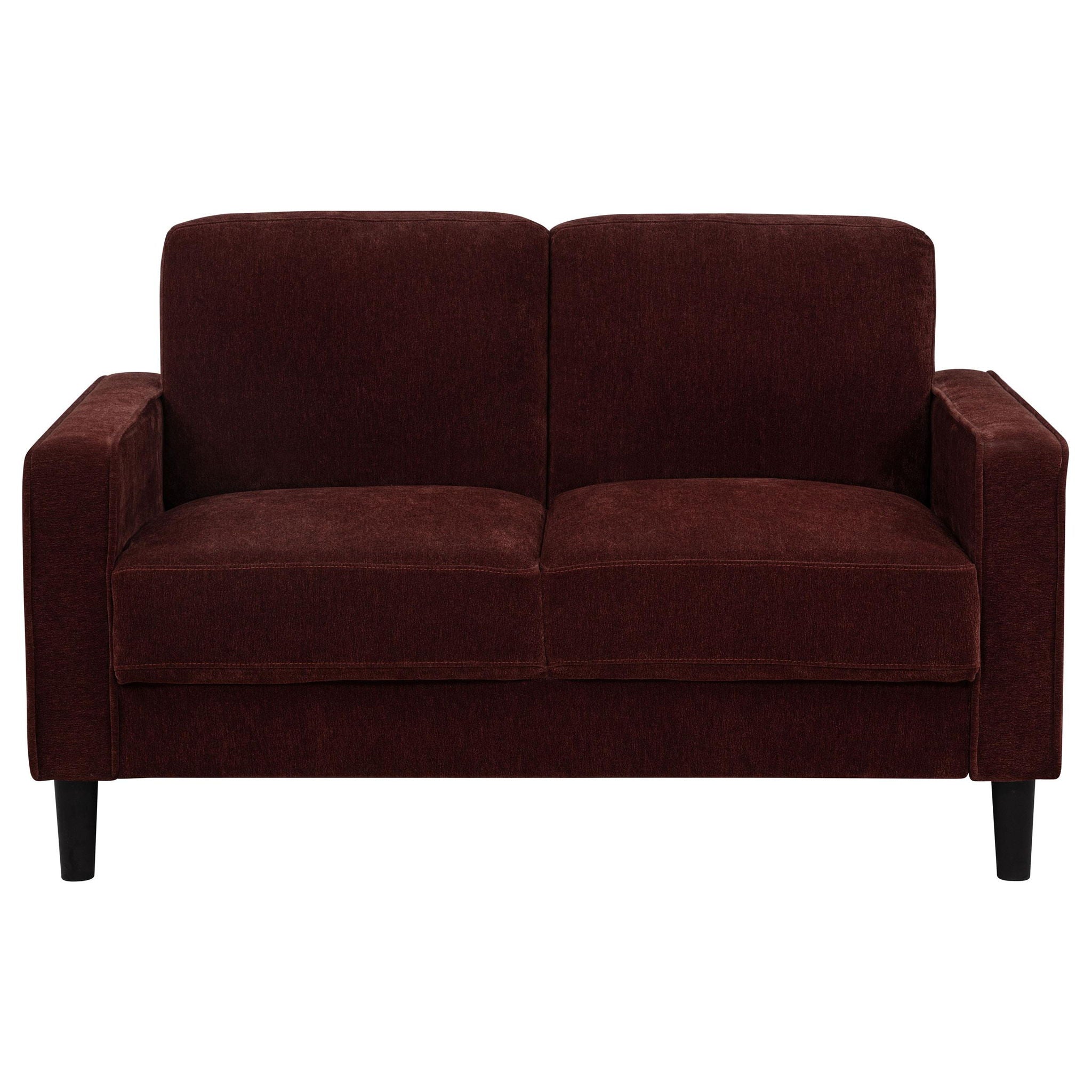 Ruth 2-piece Fabric Upholstered Track Arm Sofa Rust Red