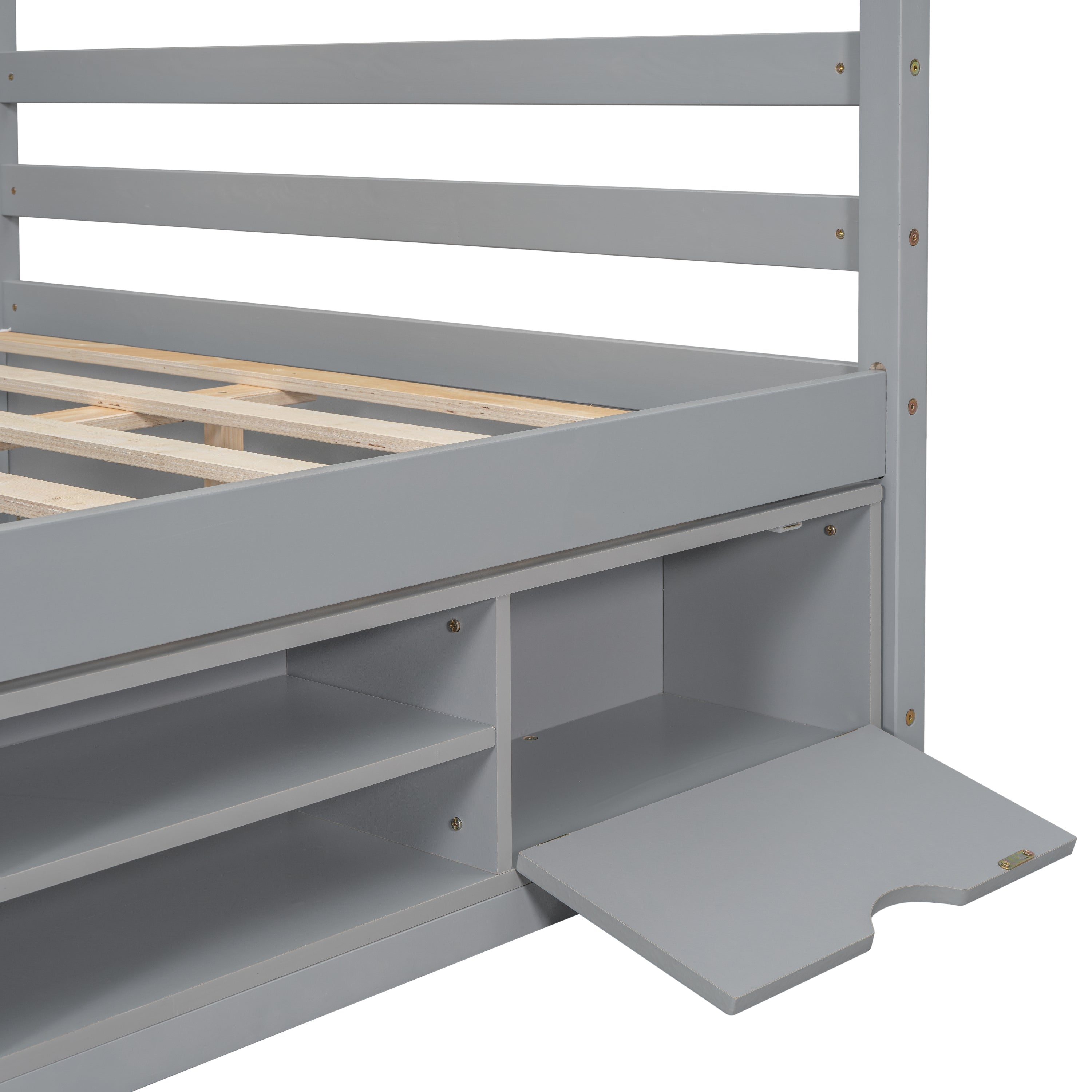 Full House Bed with Roof Frame, Bedside-shelves, Under Bed Storage Unit,Grey - Atlantic Fine Furniture Melbourne FL