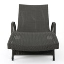 Salem - Contemporary Wicker Chaise Lounge With Arm, Weather Resistant