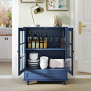 Minimalist Buffet Cabinet With Double Glass Doors And Drawer