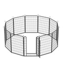 81.1" 12 Panels Heavy Duty Metal Playpen With Door, Dog Fence Pet Exercise Pen For Outdoor - Black