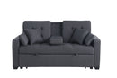 Cody II - Convertible Sleeper Loveseat With Cup Holder, Charging Ports and Pocket - Dark Gray