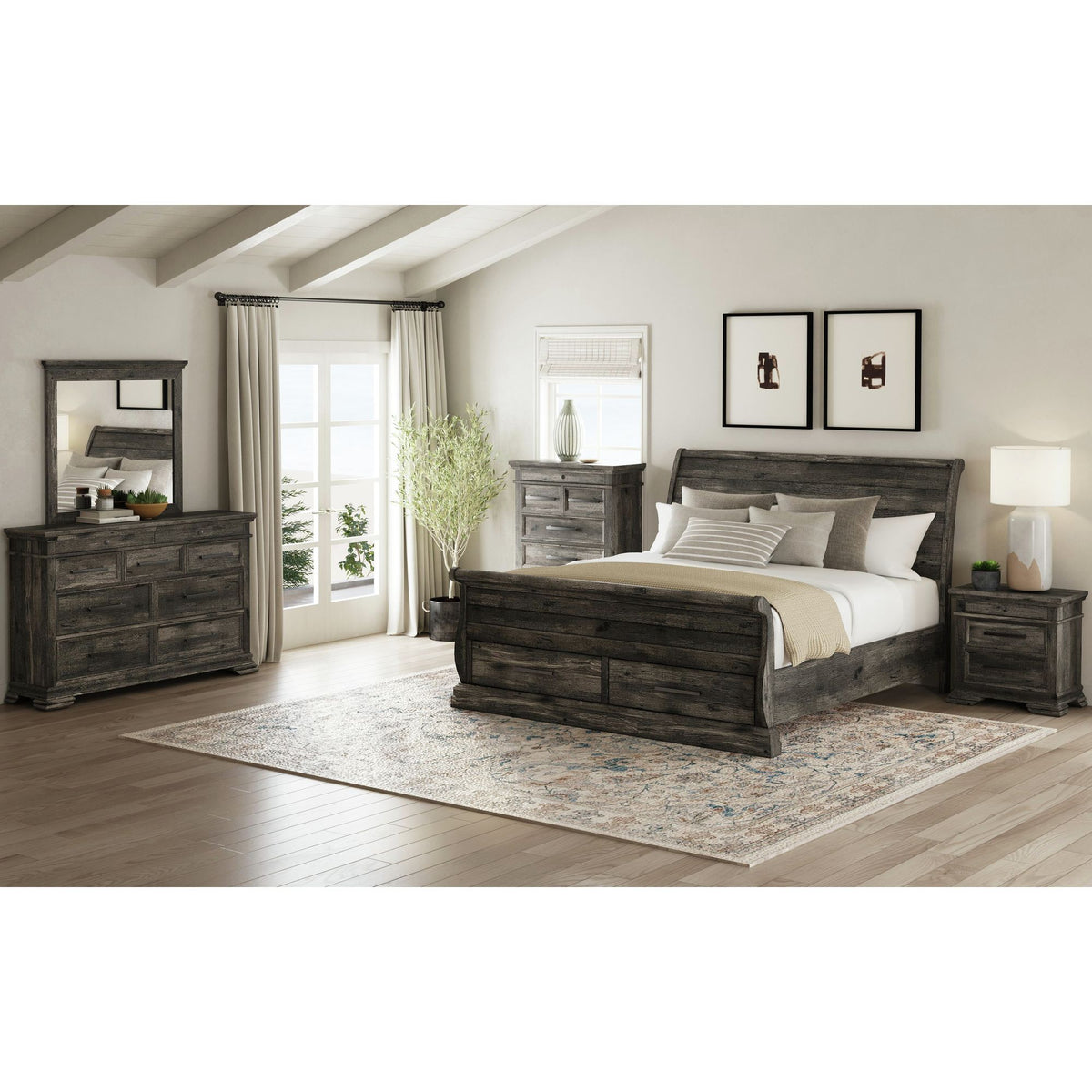 Park Ridge Sleigh Storage Bed in Dark Gray by Elements International, view 8