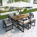 7 Pieces Outdoor Dining Set Patio Dining Table And Chair Set With And Removable Cushions For Patio
