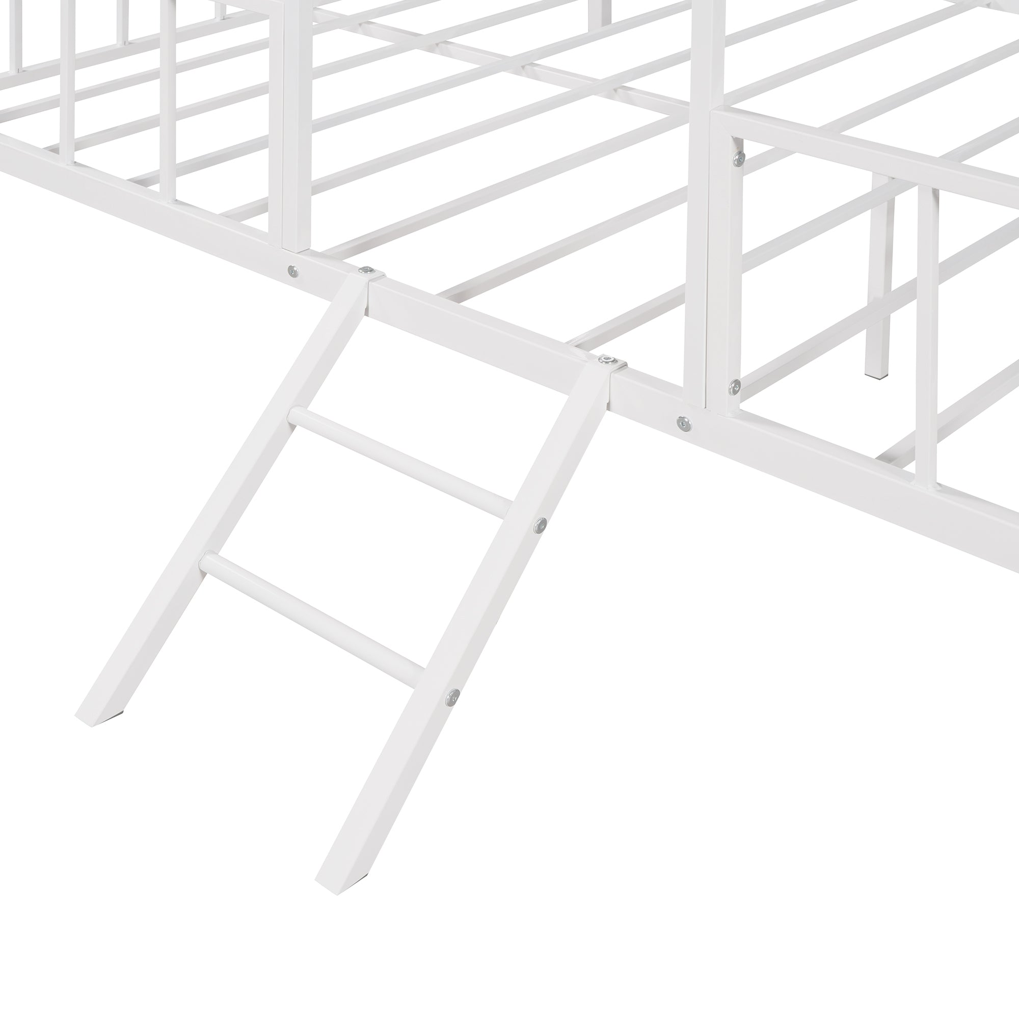 Metal House Bed Frame Full Size with Slatted Support No Box Spring Needed White - Atlantic Fine Furniture Melbourne FL