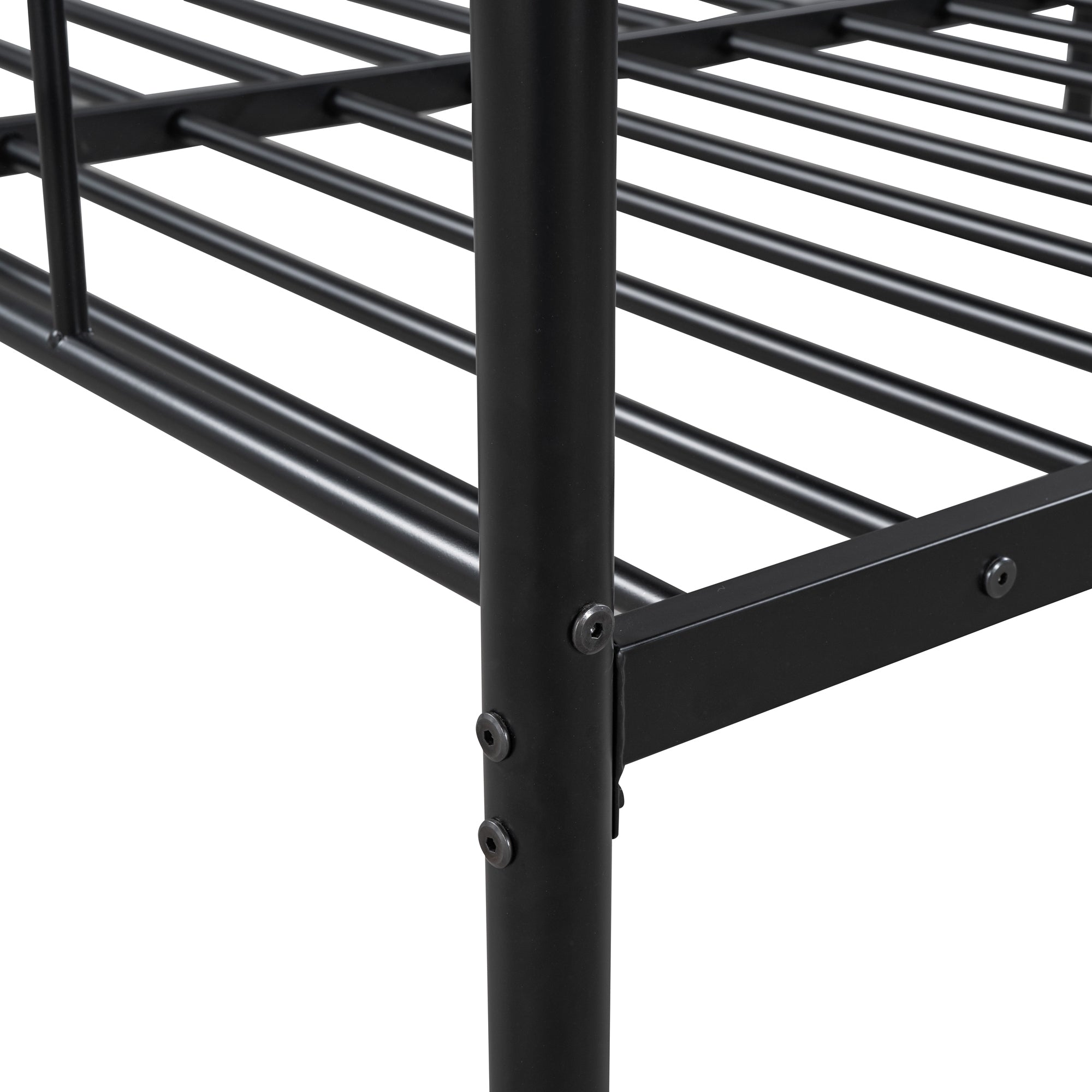 Full Size Metal Daybed with Twin Size Adjustable Trundle, Portable Folding Trundle, Black(OLD SKU:MF293736AAB)