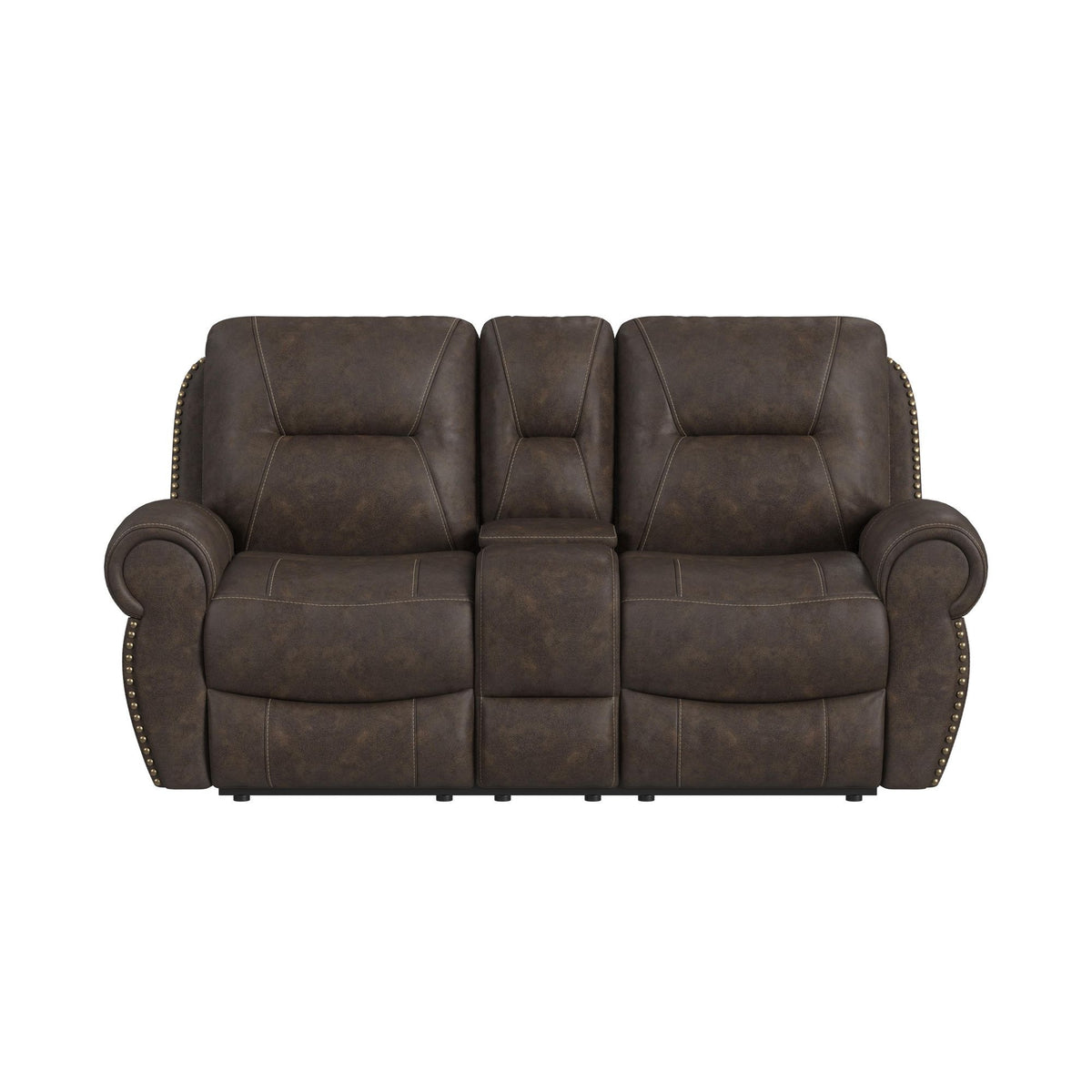 Topeka Loveseat With Console, Hidden Cups in Rocky Brown by Elements International, view 9