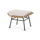 Outdoor Modern Boho Wicker Ottoman With Cushions (Set of 2)