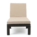 Puerta - Chaise Lounge Frame Cushion Outdoor Wicker Iron - Beige / Dark Brown