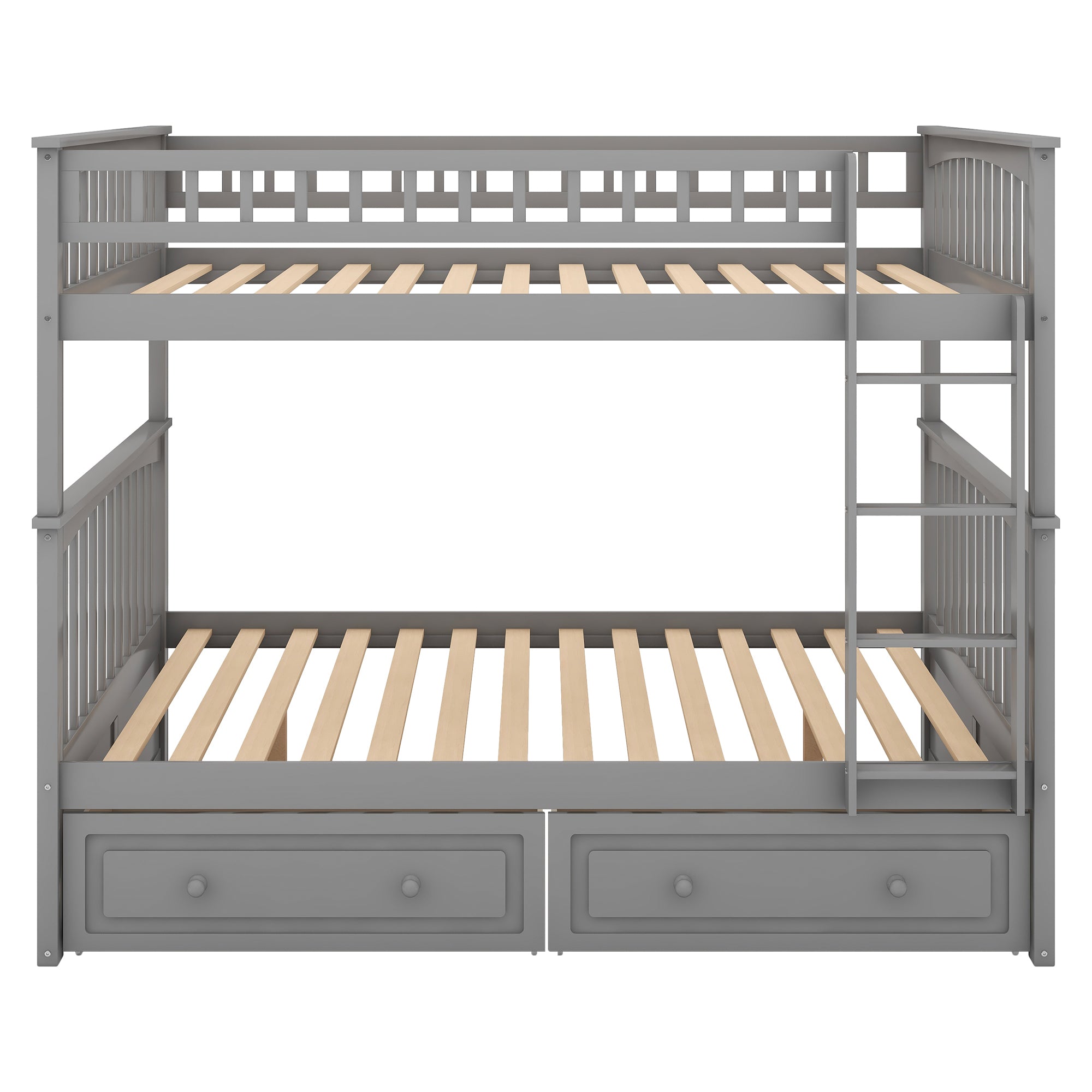 Full over Full Bunk Bed with Drawers, Convertible Beds, Gray(OLD SKU:SM000241AAE-1)