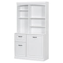 Bathroom Storage Cabinet With Tilt Out Hamper, Tall Free Standing Organizer With Drawers & Adjustable Shelves, Linen Tower With Steel Handles - White