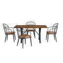 5 Piece Industrial Style Indoor Upholstered Dining Set With Metal Legs - Brown
