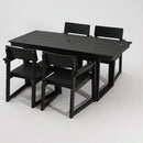 5 Piece Outdoor Dining Set For 4, Patio Table With Umbrella Hole And 4 Armrest Chairs For Backyard - Black