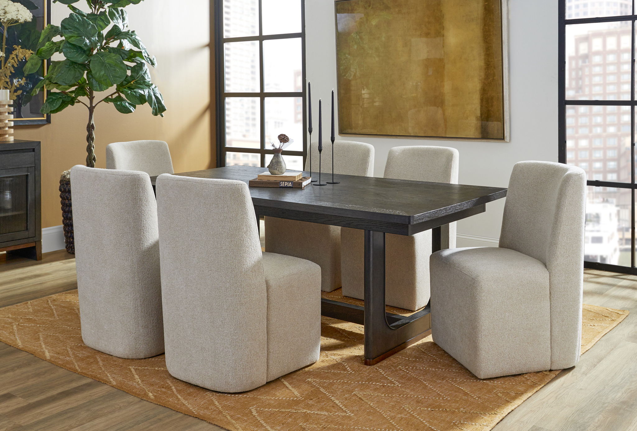 Waterfall - Rectangular Dining Table - Deep Ebony