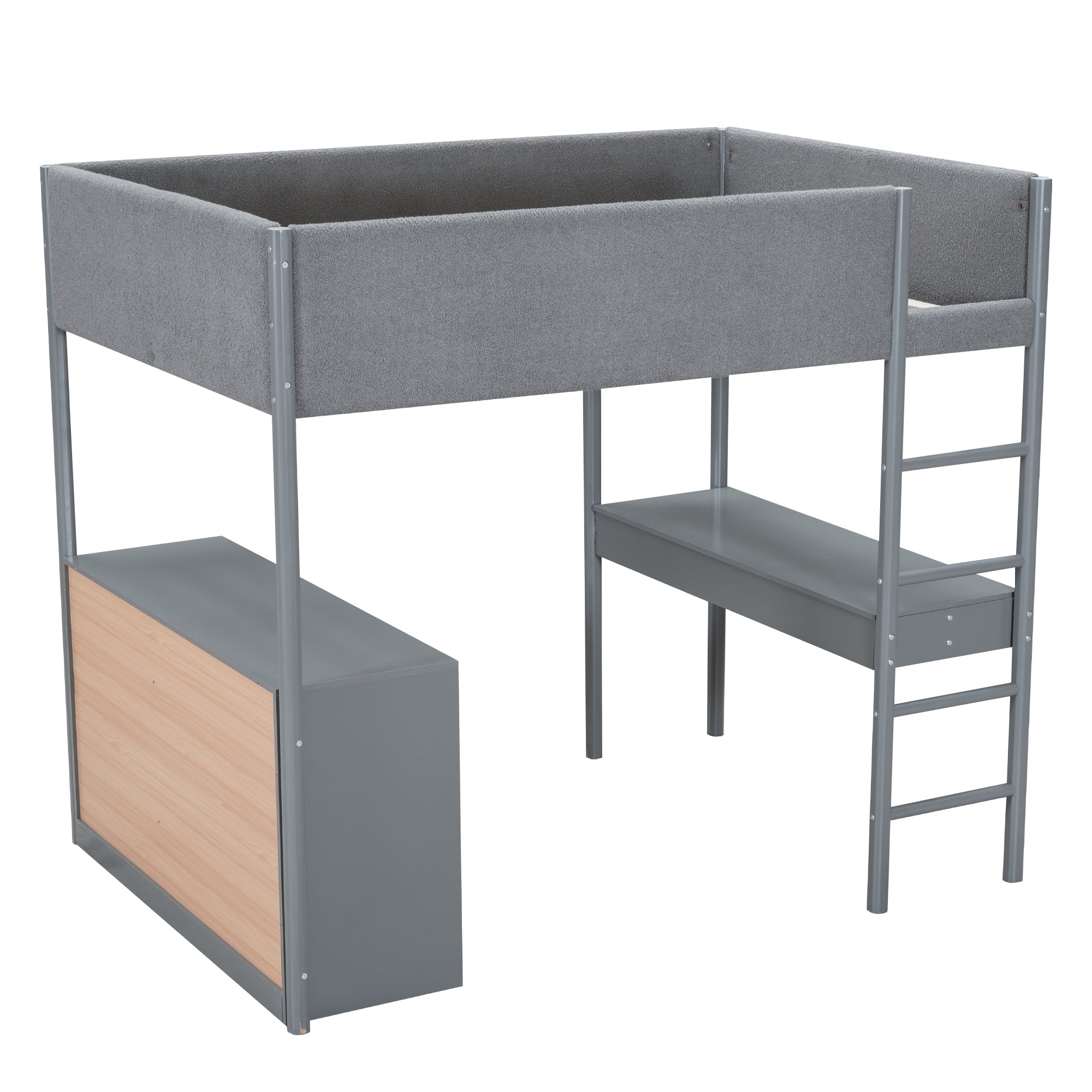 Full Size Teddy FleeceLoft Bed Wood Bed, Gray - Atlantic Fine Furniture Melbourne FL