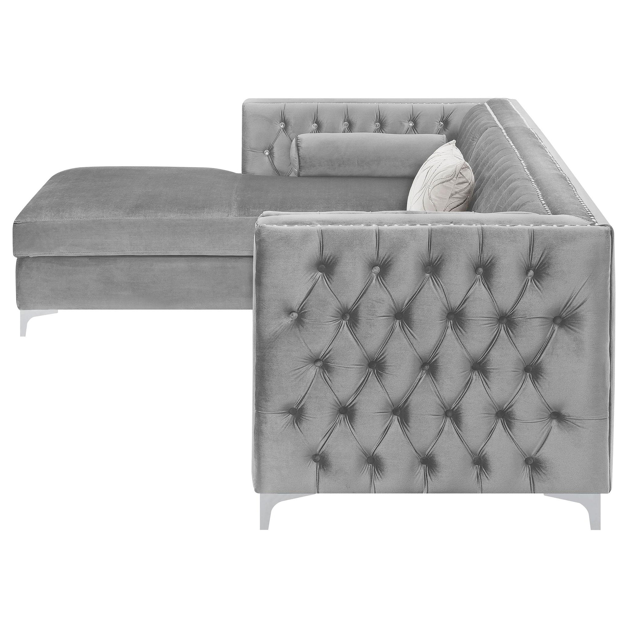 Bellaire Upholstered Storage Chaise Sectional Sofa Grey