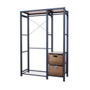 Garment Rack With Shelves, 2 Wicker Drawers, 4 Hooks, Organizer