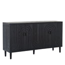 Modern Sideboard Cabinet With Decorative Nailhead Accents, Stylish Storage Solution For Dining, Living Rooms - Black