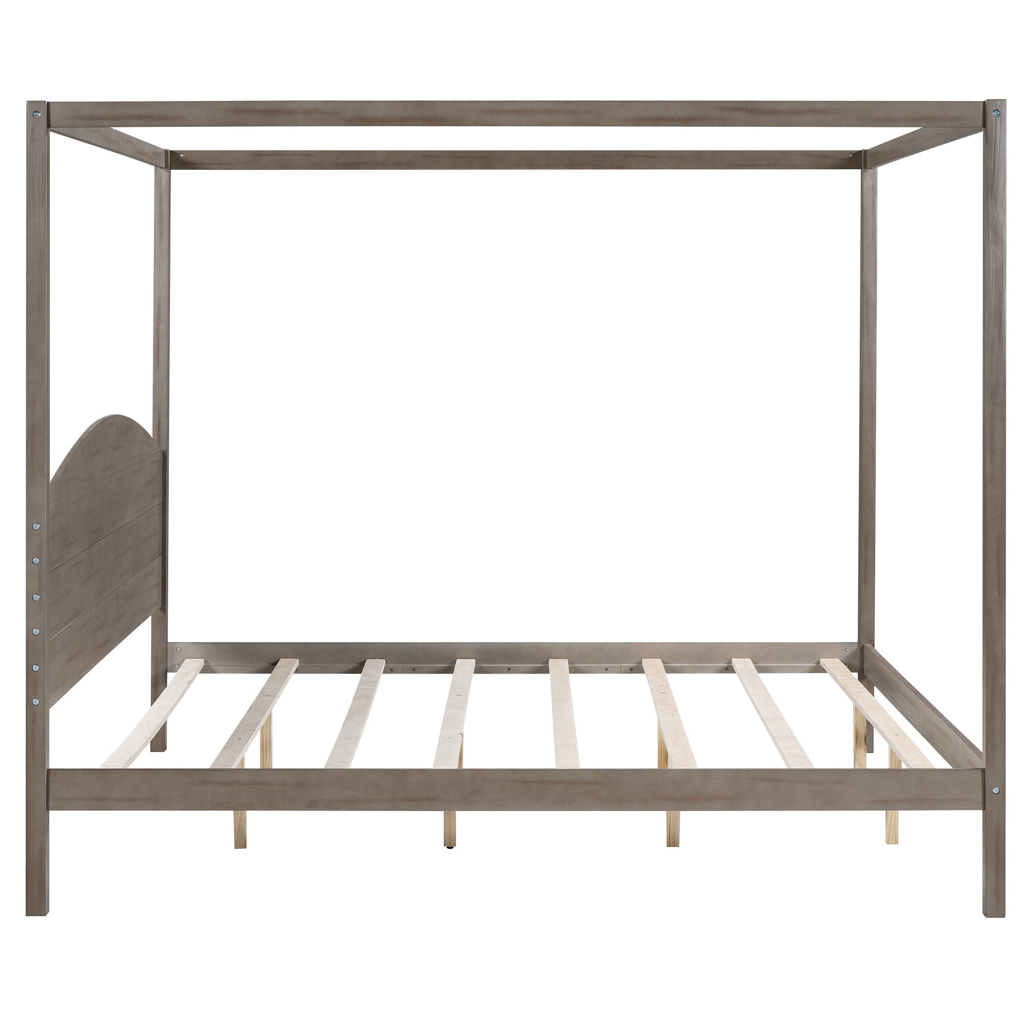 King Size Canopy Platform Bed with Headboard and Support Legs, Brown Wash - Atlantic Fine Furniture Melbourne FL