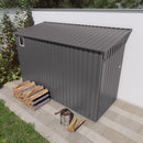 Metal Outdoor Storage Shed 4 X 9 Ft With Sloping Roof, Vents, And Side Door - Gray