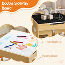 3 In 1 Kids Study Table & Chairs Set Multi Functional Activity Table With Detachable Blackboard Top - Natural Wood