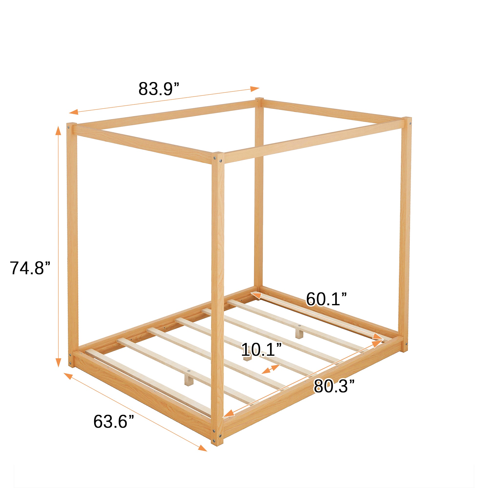 Queen Size Canopy Platform Bed with Support Legs,Natural - Atlantic Fine Furniture Melbourne FL