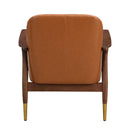 Mid - Century Accent Chair With Cushioned Seat, Brass Tipped Legs