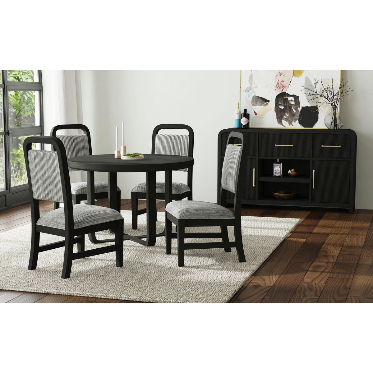 Ridgemont Standard Height Round Dining Set in Black by Elements International, view 3