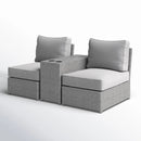 2 Person Wicker Conversation Set With Cushions, Weather Resistant