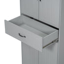 Modern Bathroom Storage Cabinet With Two Laundry Baskets, One Drawer, Adjustable Shelf
