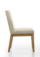 Jasper - Wide Contemporary Round Dining Table With Fabric Chairs Set