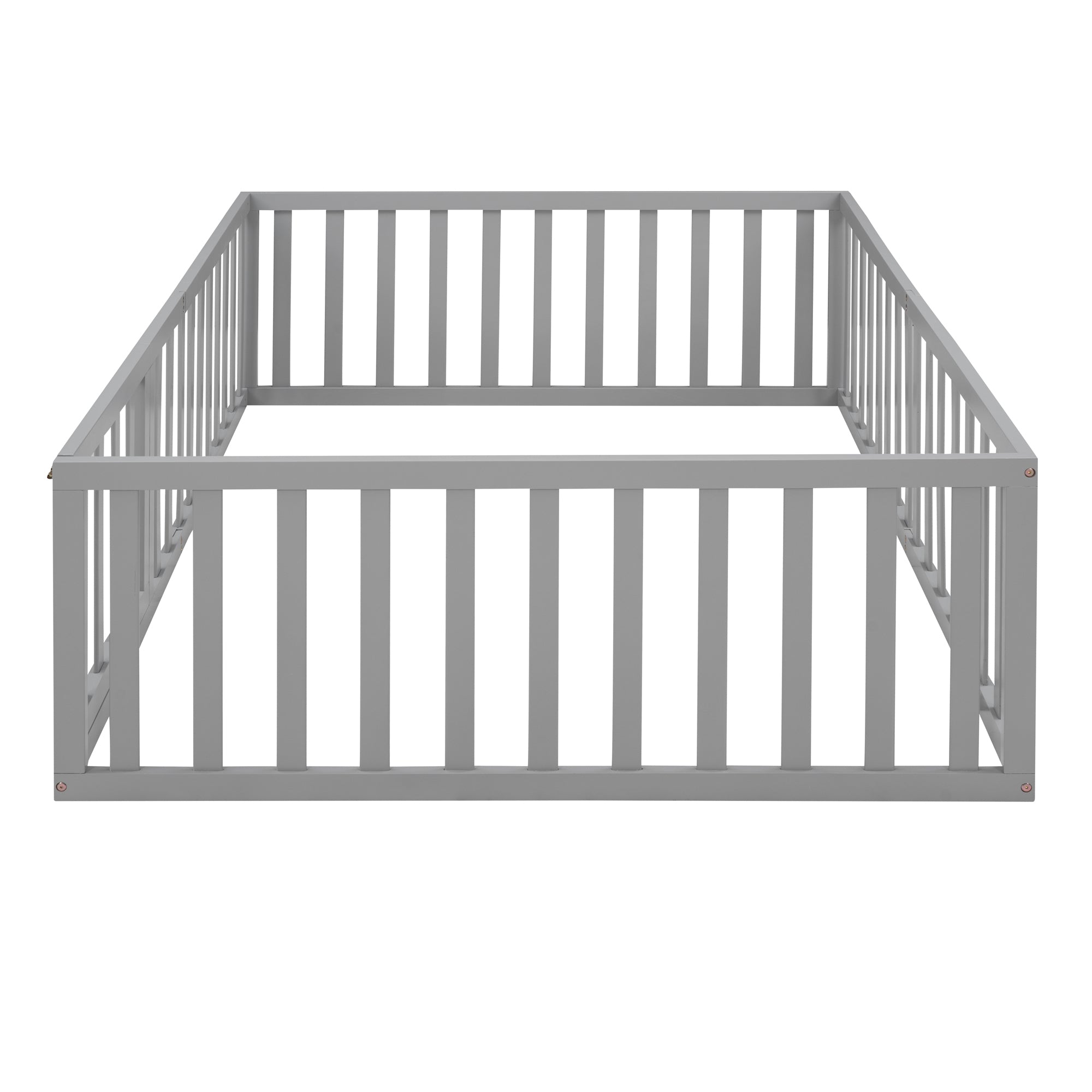 Full Size Wood Daybed Frame with Fence, Gray(OLD SKU:WF289662AAE)