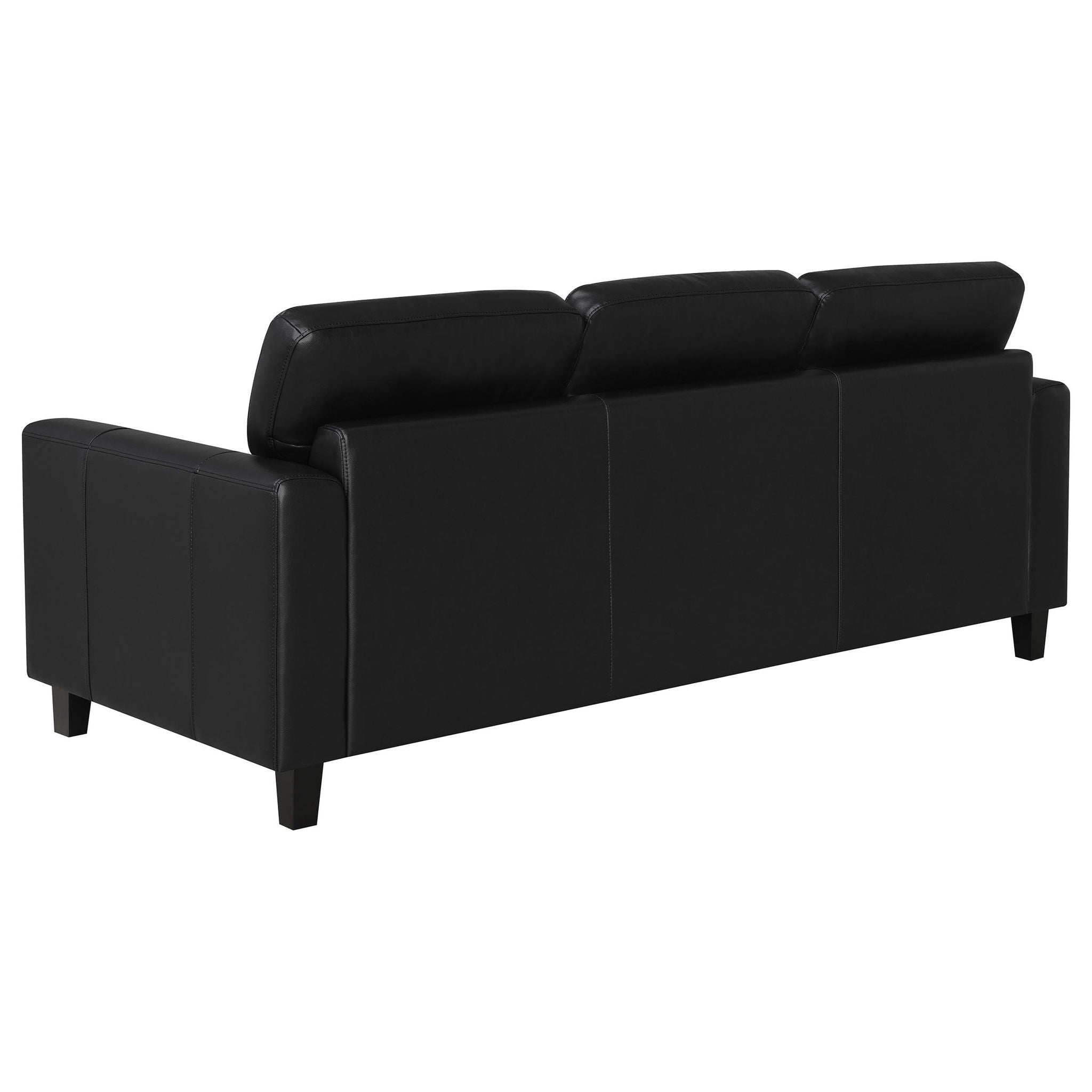 Scotland 2-piece Faux Leather Upholstered Sofa Set Black