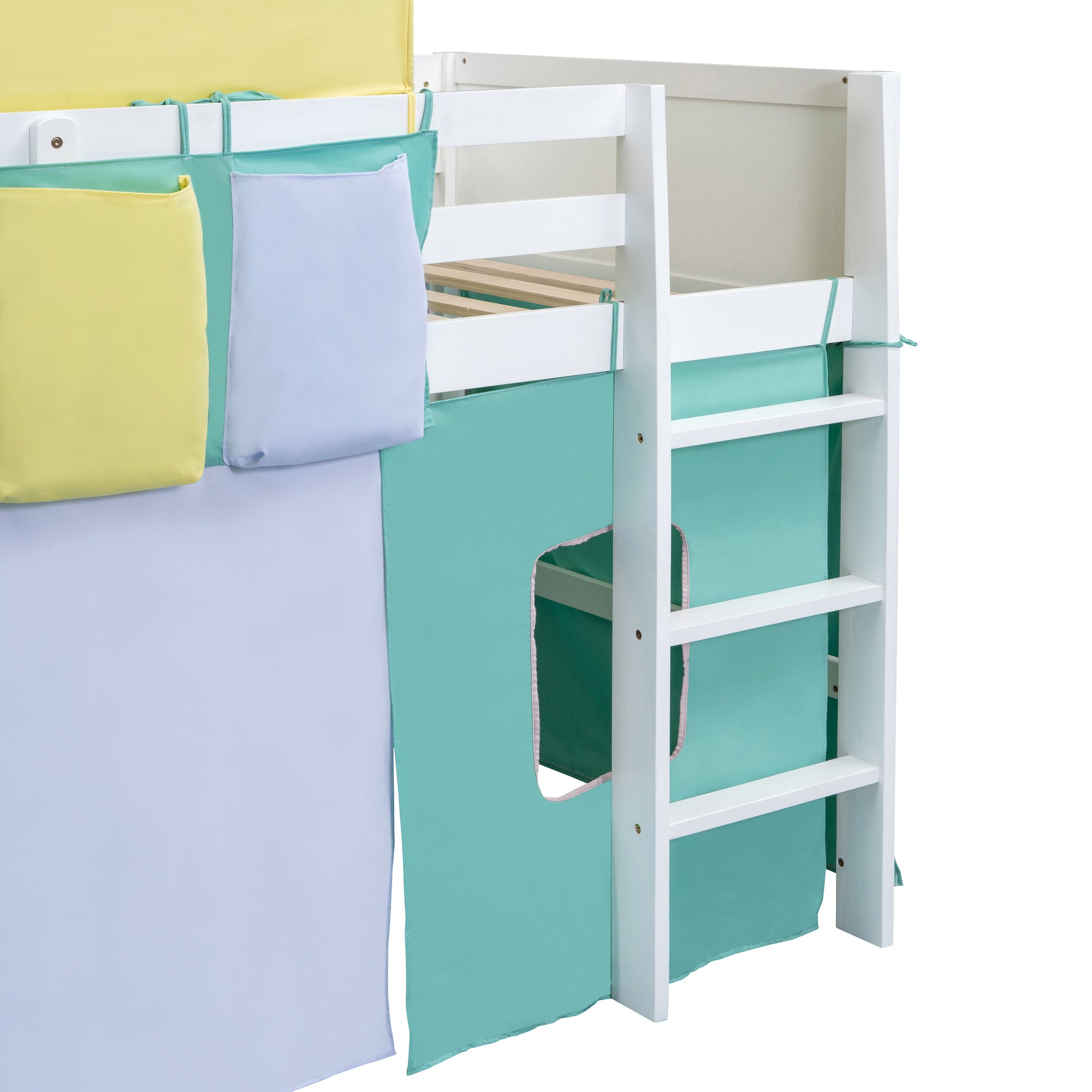 Twin Size Loft Bed with Tent and Tower and Three Pockets- Green - Atlantic Fine Furniture Melbourne FL