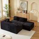 Modular Sectional Couches For Living Room With Deep Seat, L Shape Cloud Sofa Couch, High Density Memory Foam, Boneless Upholstered Couchesy - Black