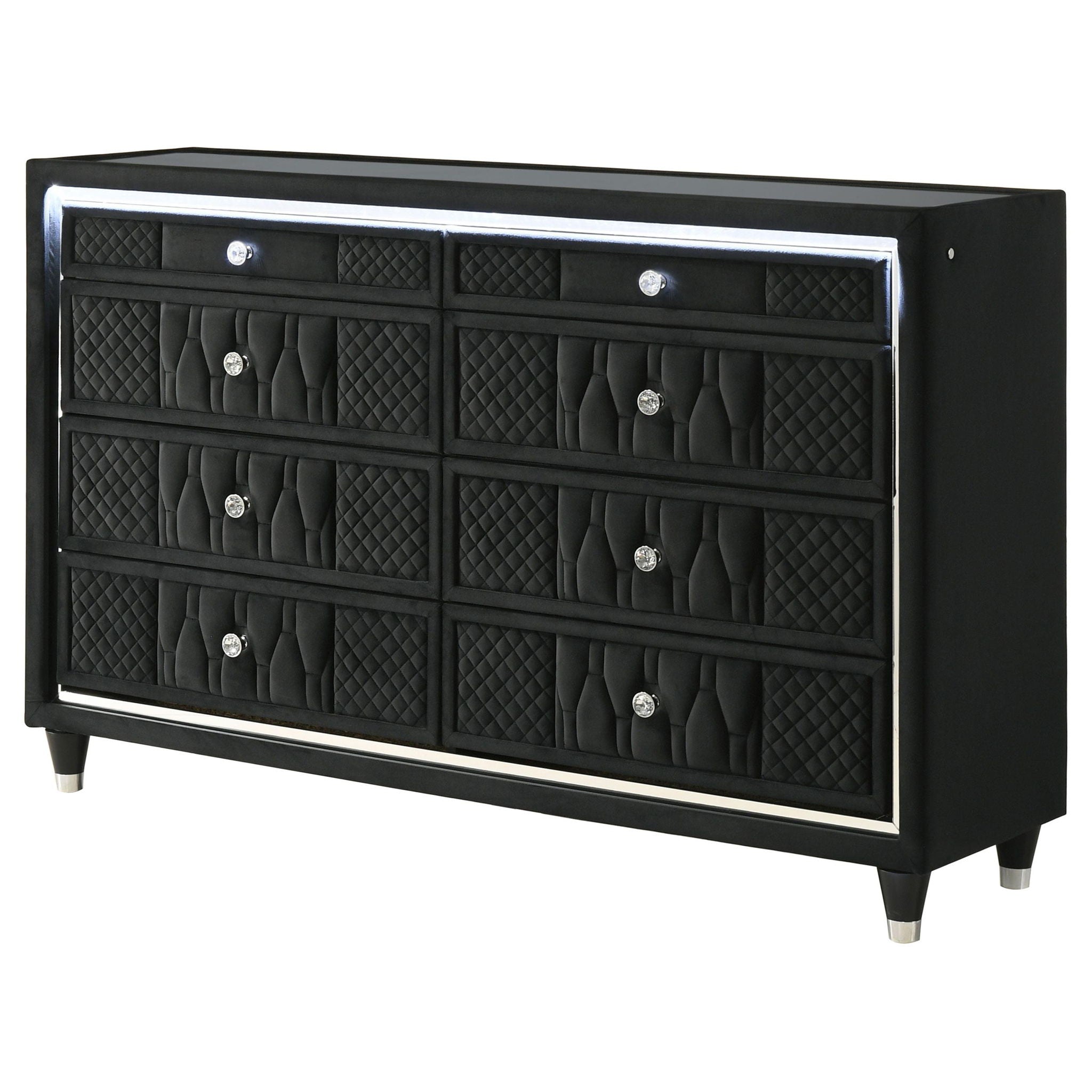 Lorient 8-drawer LED Bedroom Dresser Cabinet Black