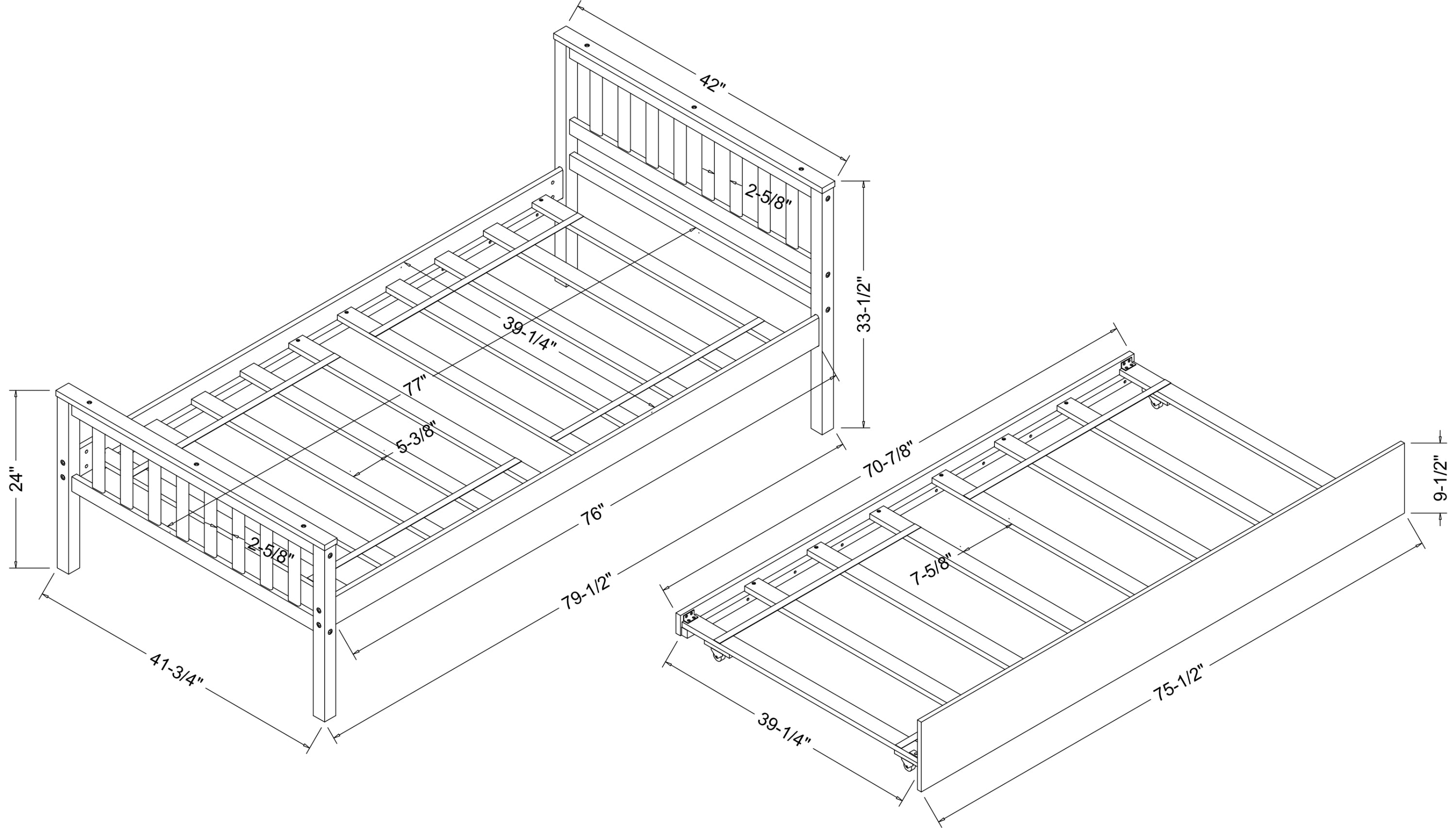 Twin Bed with Trundle, Platform Bed Frame with Headboard and Footboard, for Bedroom Small Living Space,No Box Spring Needed,Espresso(Old SKU:W50440557) - Atlantic Fine Furniture Melbourne FL