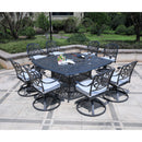 Square 8 Person 64" Long Aluminum Dining Set With Cushions