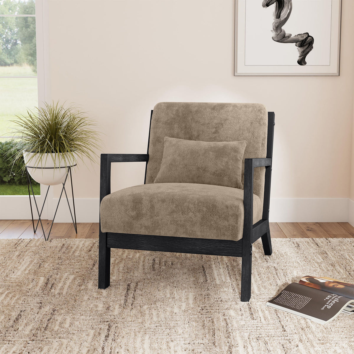 Marina Chair With Kidney Pillow in Beige by Elements International, view 16