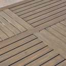 Transitional Acacia Wood Dining Table With Slat Panel Top - Gray