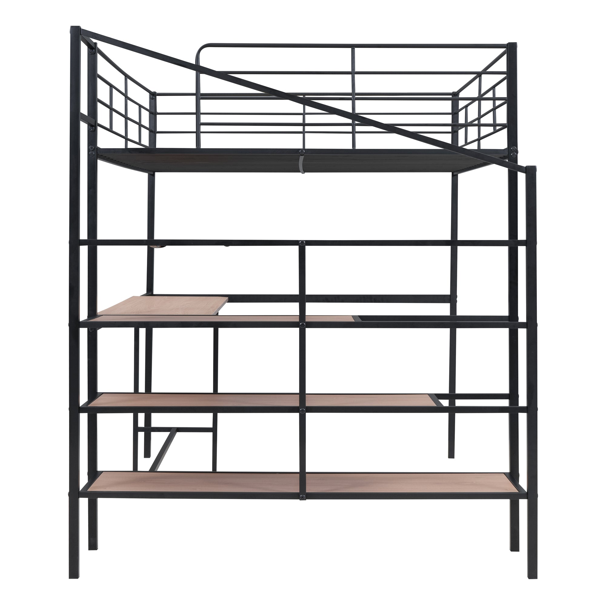 Full Size Metal Loft Bed with Desk and Lateral Storage Ladder, Black - Atlantic Fine Furniture Melbourne FL