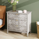 3 Drawer Cabinet, American Furniture, Suitable For Bedroom, Living Room - Light Gray