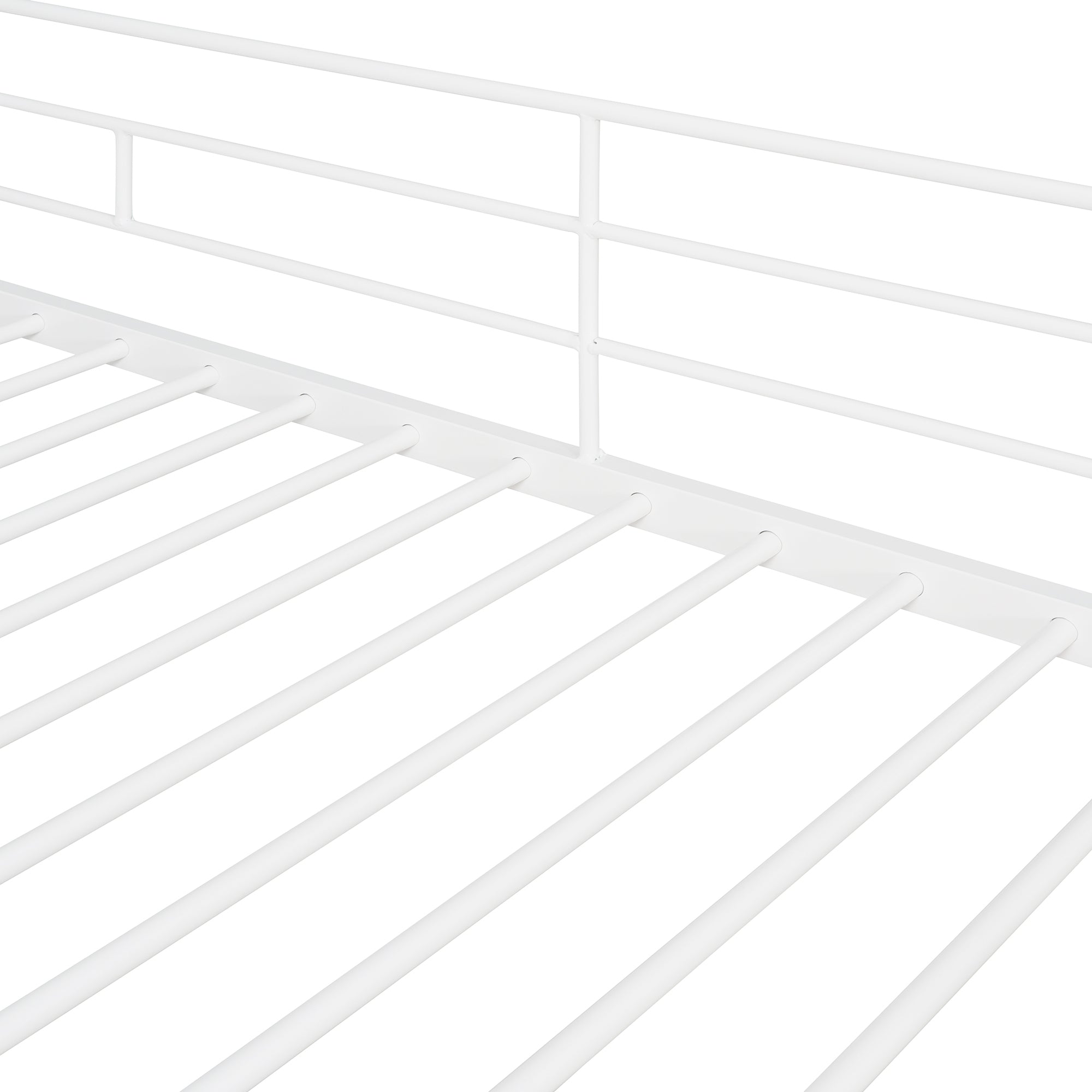 Twin Size Metal Loft Bed with Desk and Shelves,White - Atlantic Fine Furniture Melbourne FL