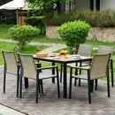 All Weather 7 Piece Patio Dining Table Set With Umbrella Hole - Brown / Gray