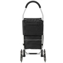 Foldable Shopping Stair Trolley With Triangular Wheels And Removable Waterproof Bag - Black