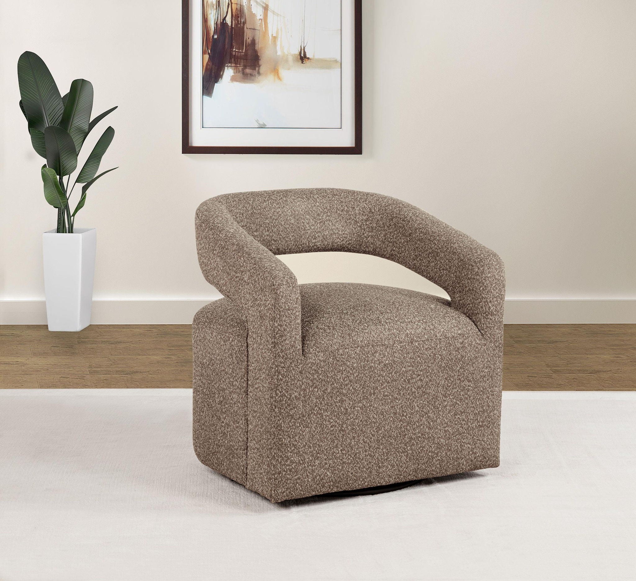 Westhill Boucle Upholstered Swivel Accent Chair Rocky Road