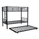 Metal Bunk Bed For Kids, Convertible Bedframe With Ladders & Guardrail