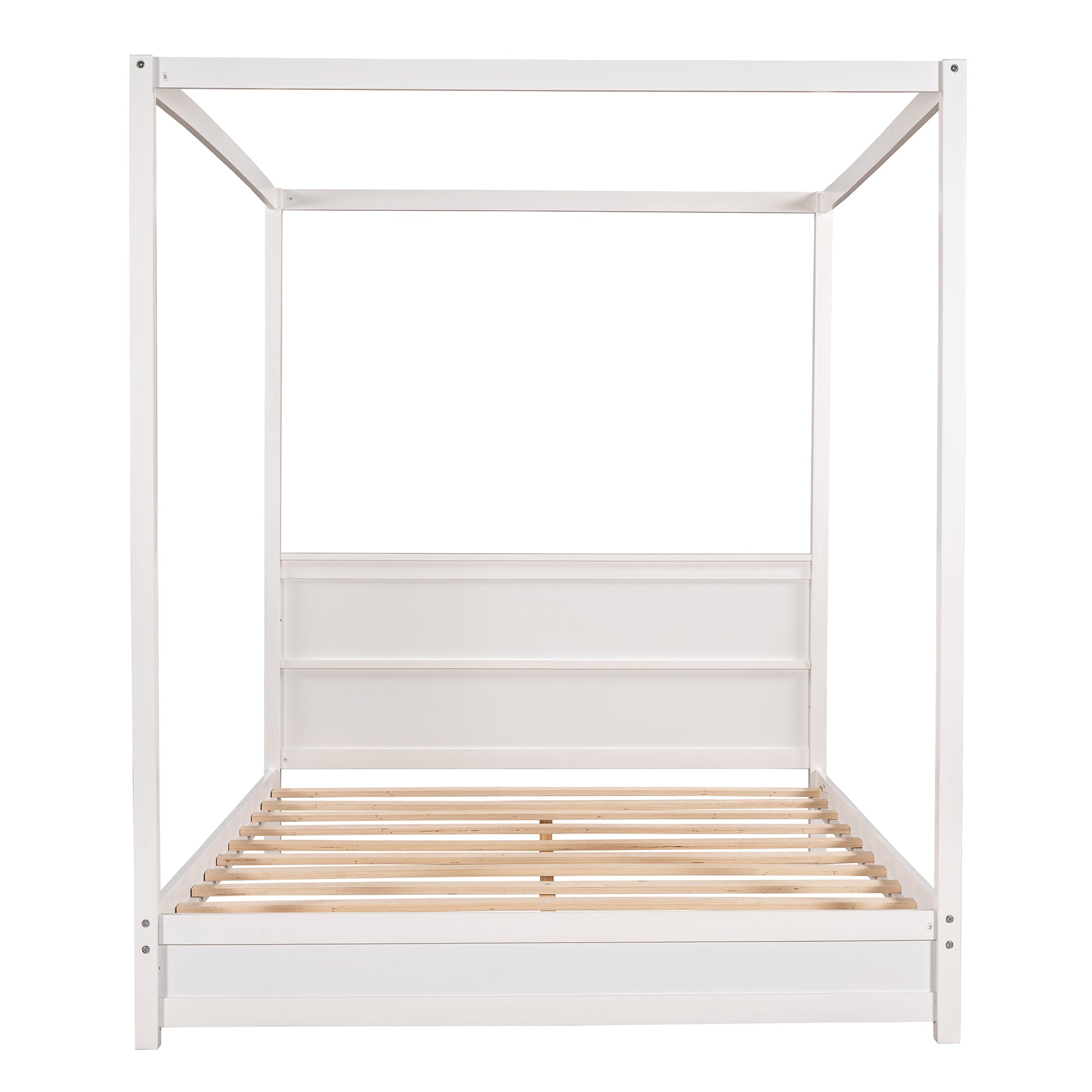 Queen Size Canopy Platform Bed with Headboard and Support Legs,White - Atlantic Fine Furniture Melbourne FL
