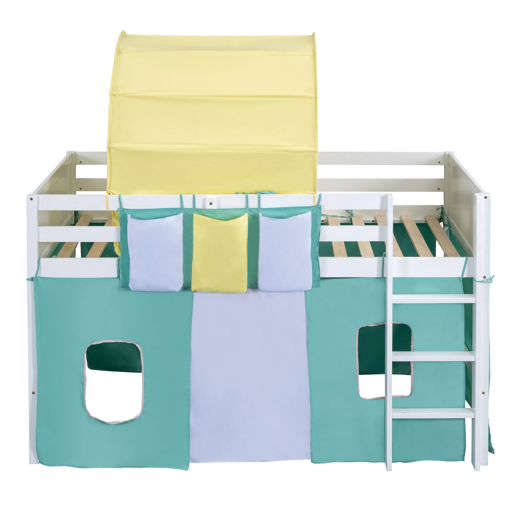 Twin Size Loft Bed with Tent and Tower and Three Pockets- Green - Atlantic Fine Furniture Melbourne FL