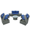 10 Piece Outdoor Sectional Half Round Patio Rattan Sofa Set